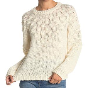 *Abound Textured Dot Crew Neck Knit Cream Sweater Cottagecore Preppy Grandma